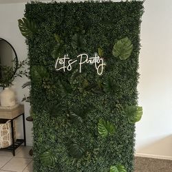 Large Greenery Backdrop With Party Sign