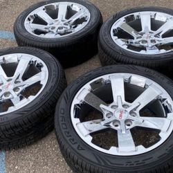 22” GMC Yukon Denali Sierra Cadillac Escalade Chevy Suburban Chevrolet Rims Tires New Chrome