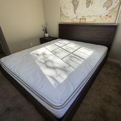 Cal King Bed,  Mattress And Nightstand 