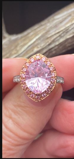 14k White And Rose Gold  large Kunzite Ring   