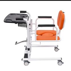 Patient Lift Transfer Chair for Elderly and Home, Portable Adjustable Height Lift Nursing Wheelchair 180° Split