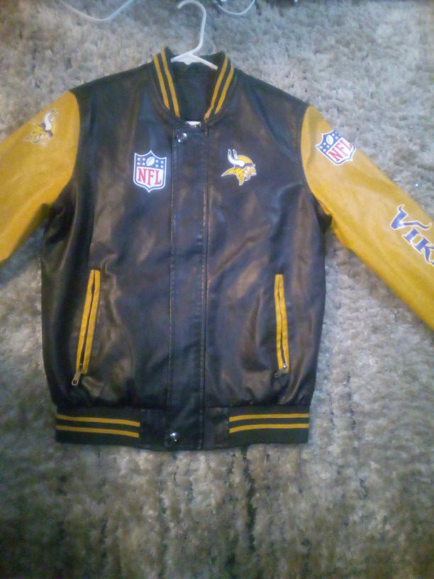 Minnesota Vikings Black And Yellow Bomber Leather Jacket 