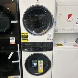 Electrolux Laundry Tower Single Unit Front Load 4.5 Cu Ft Washer & 8 Cu Ft electric Dryer - White 