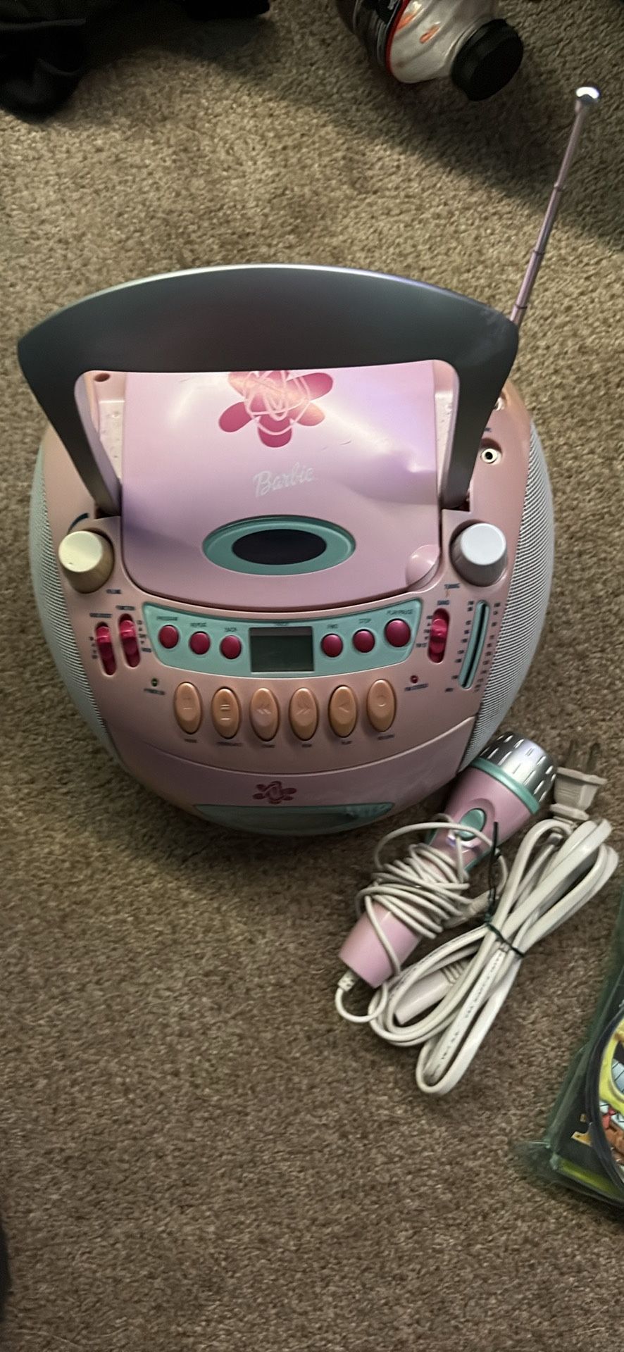 Vintage barbie cd and radio with microphone and 2000 kids cds