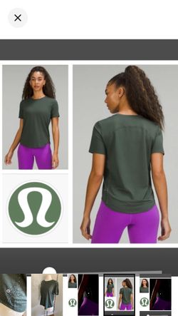 lululemon high neck run and train tee in ‘smoked spruce’