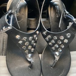 Michael KORS Black Leather Studded Sandals