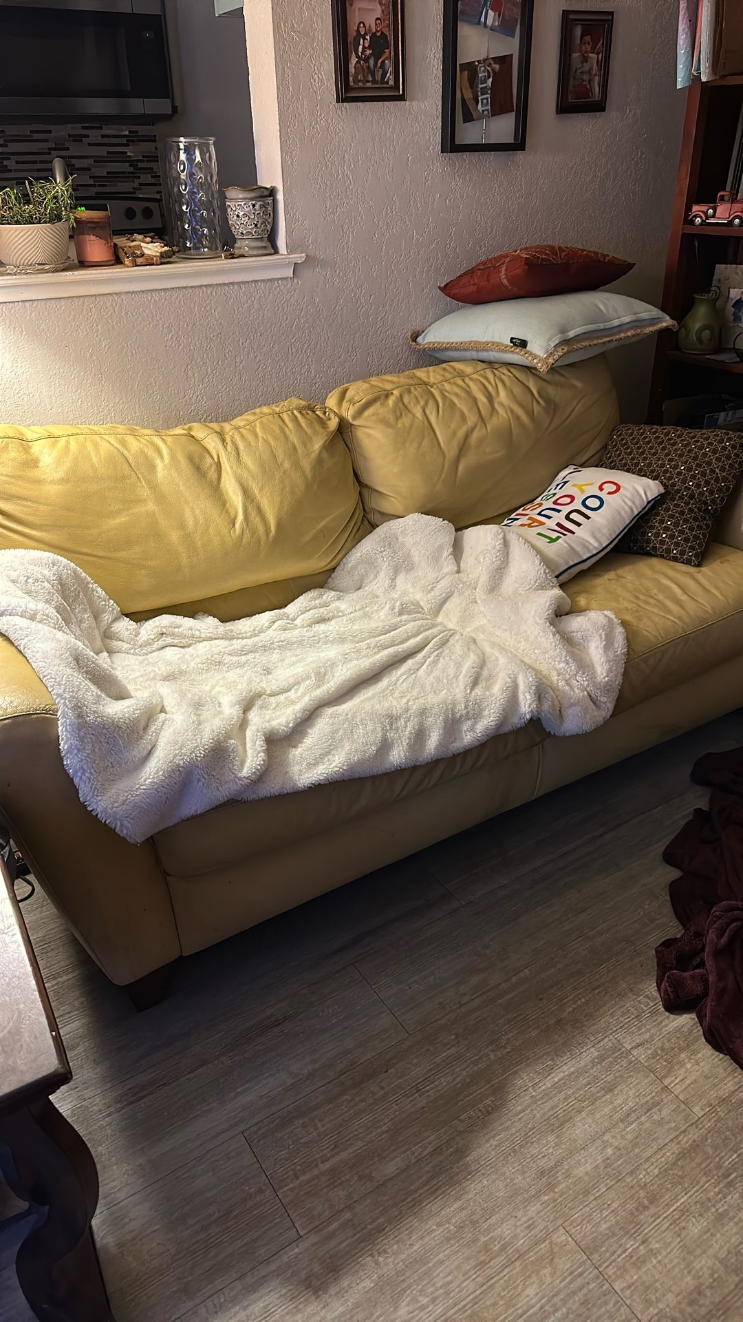 Long Yellow Leather Couch