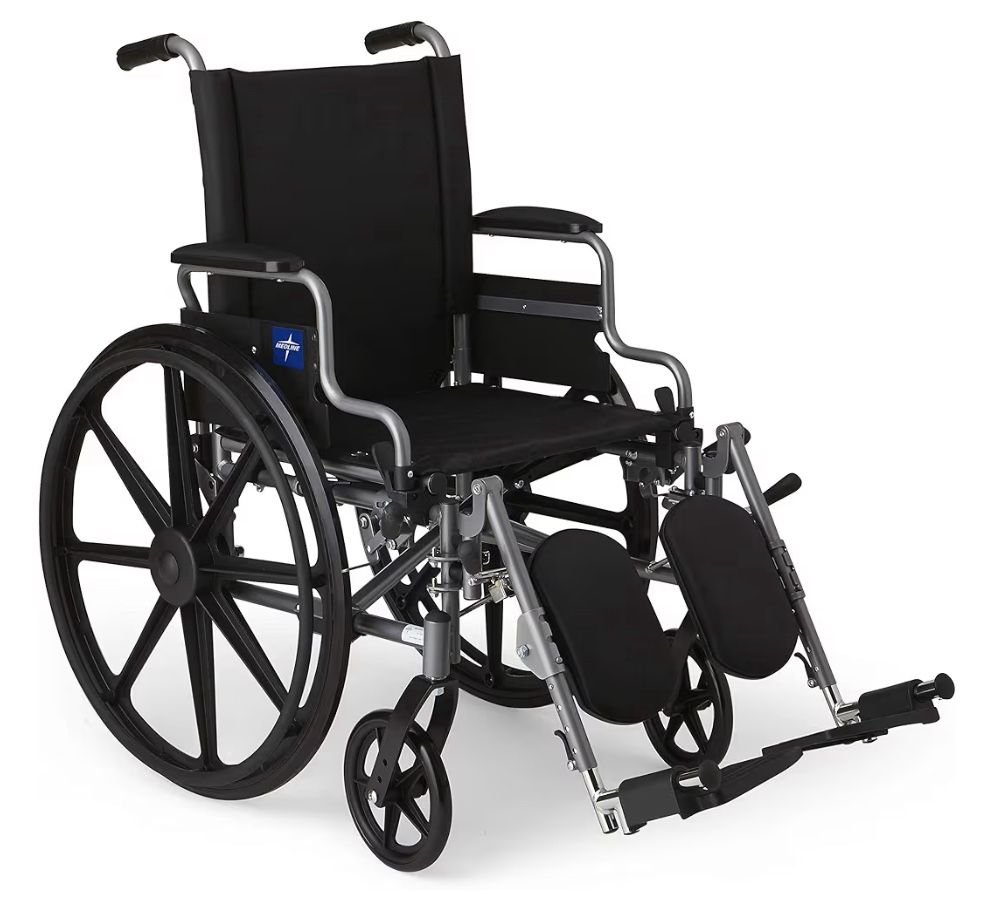 Lightweight Folding Wheelchair – Swing-Back Arms, Elevating Leg Rests – New
