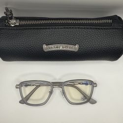 Grey Chrome Heart Glasses New 