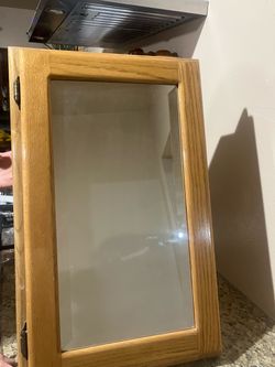 Oak Wood Cabinet Door with Glass Panel