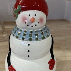 Oneida Snowman Frosty Folks Cookie Jar Fiddlestix Christmas