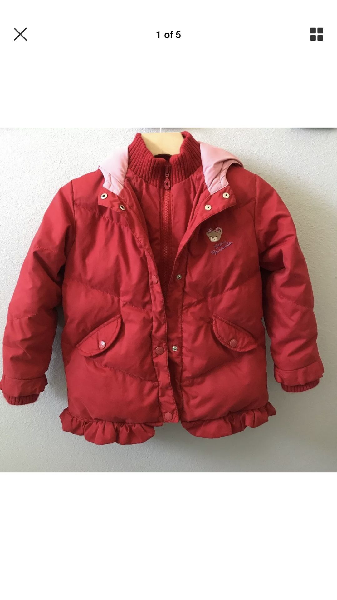 Girls kids Bear Famania Shanghai puffer jacket Sz 8