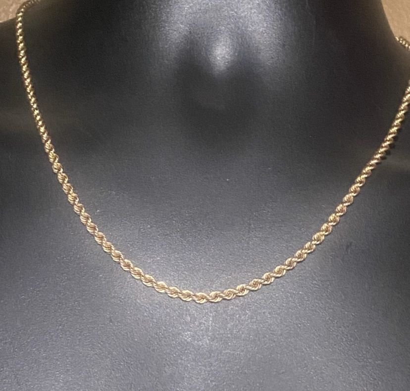20 Inch 3.5 Mm Diamond Cut Semi Hollow Rope Necklace 5.25 G