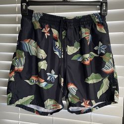 Vans Elastic Waist Drawstring Board Shorts - Navy Blue Hawaiian - Men’s Medium