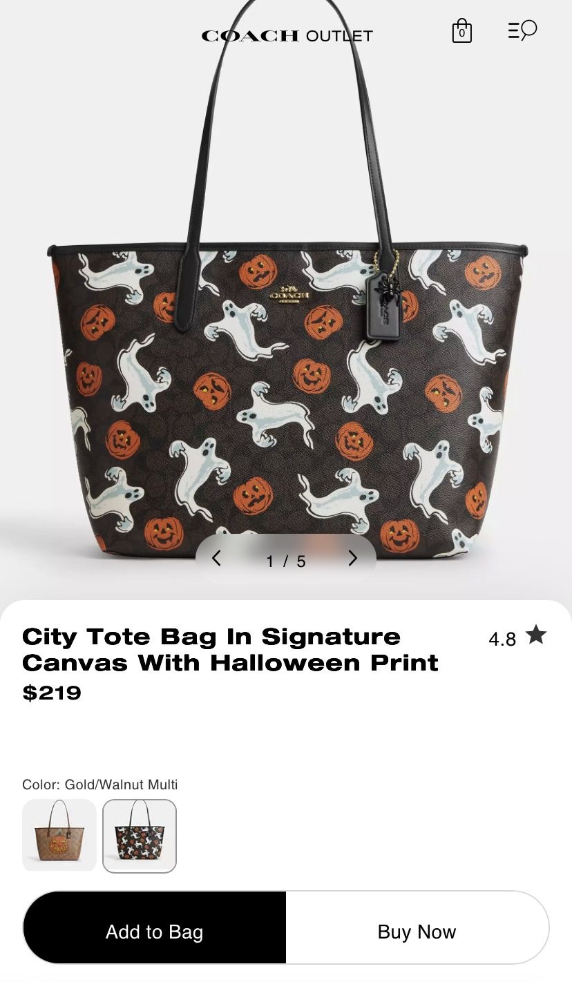 City Tote Bag In Signature Canvas With Halloween Print