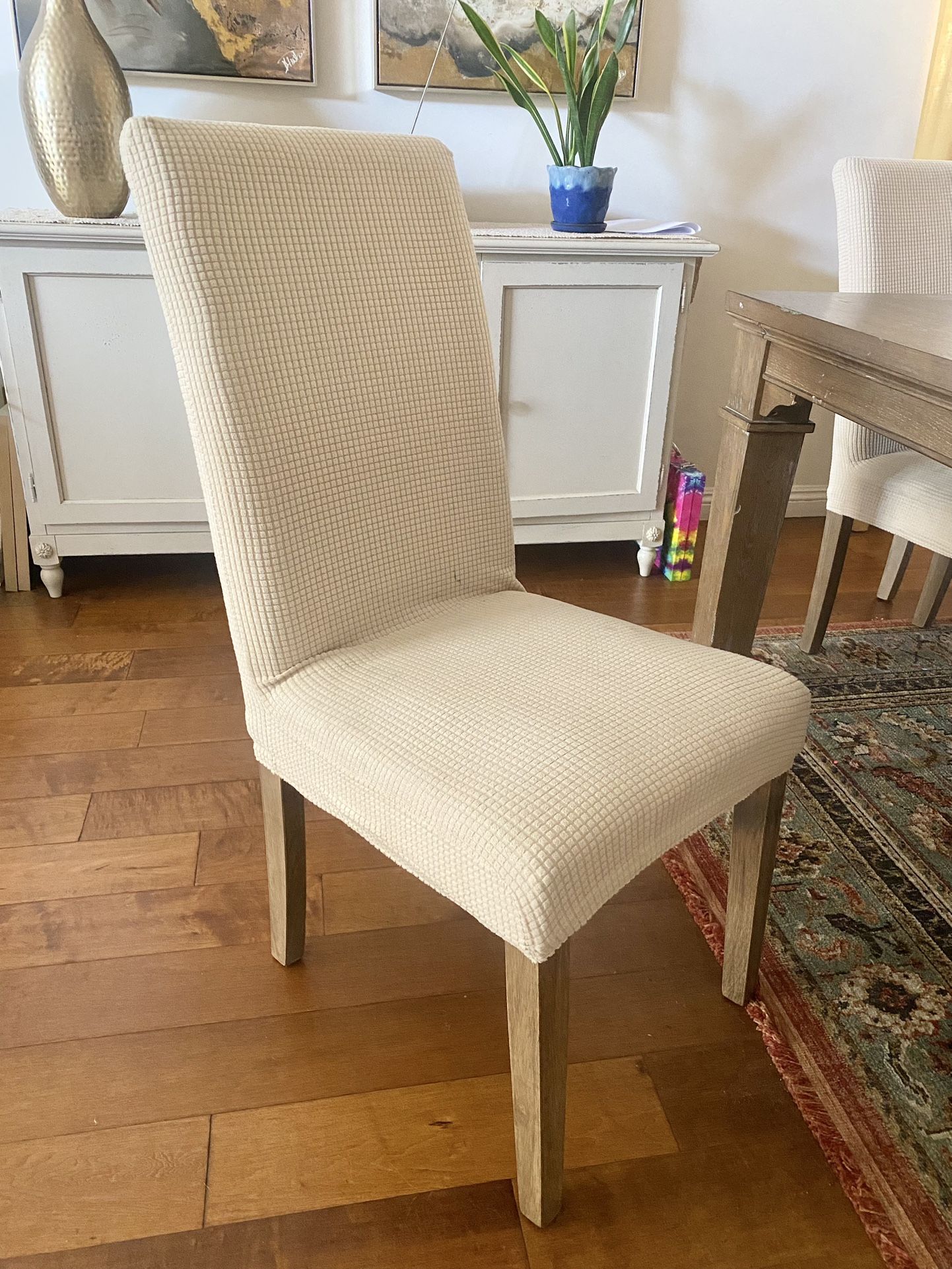 Set Of 6 Ivory Chairs With Washable Covers