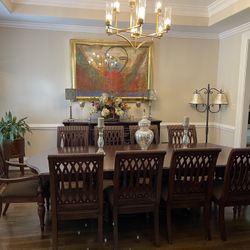 Bernhardt Trestle Table And With 2 Arm Chairs And 8 Side Chairs
