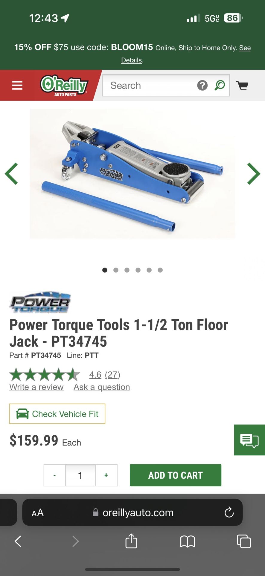power torque low profile 1 1/2 ton Car Jack