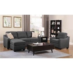 Brand New Reversible Sectional and Chair Living Room Set