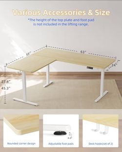 👀🔥 L Shaped Standing Desk Adjustable Height, 63 x 55 Inches Electric Corner Standing Desk, Natural