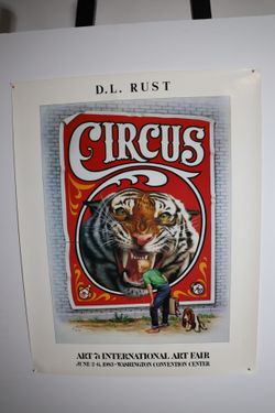 Original 1983 D.L. Rust "Art 7: International Art Fair" Circus Tiger Poster