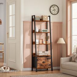 5-Tier Ladder Shelf with Removable Drawer