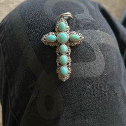 Silver 925 Cross With turquoise 