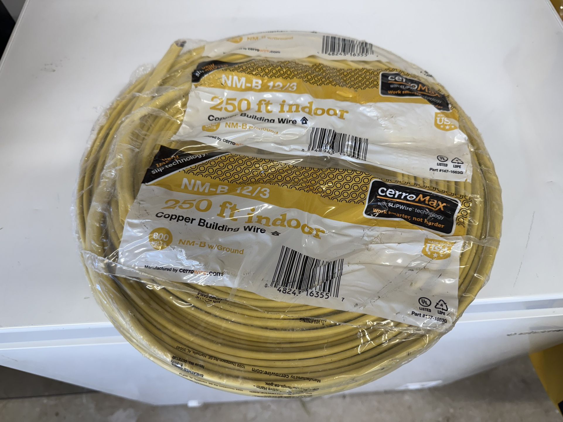 12/3 NM-B Cable w/ Ground (250’)