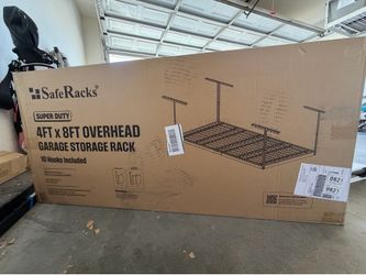 SafeRacks Super Duty 4 ft x 8 ft Overhead Garage Storage Rack and Accessories Kit