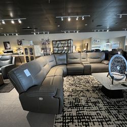 Grey 6pc Power Reclining Sectional