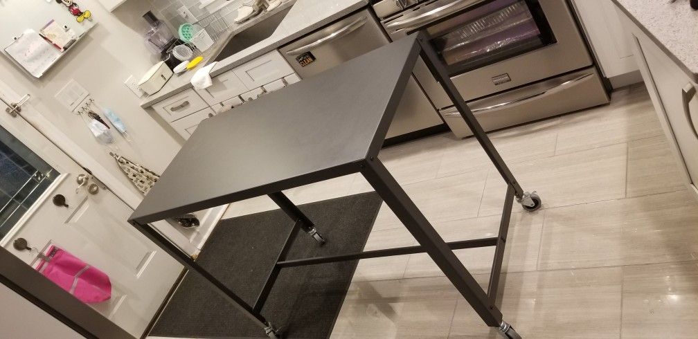 Crate & Barrel CB2 Go-Cart Black Rolling Counter Height Cart Table Desk Bar Island Table-Stand Up Desk