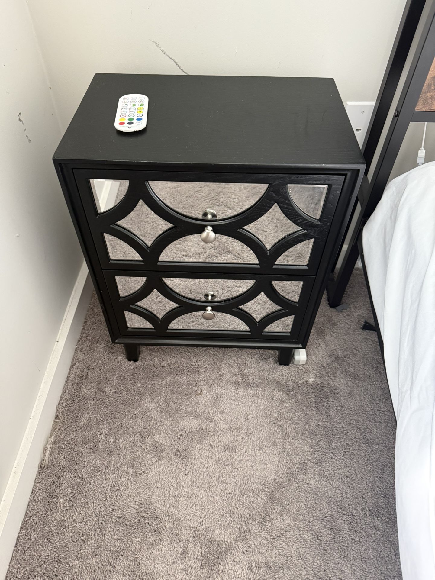 Two drawer mirror nightstand