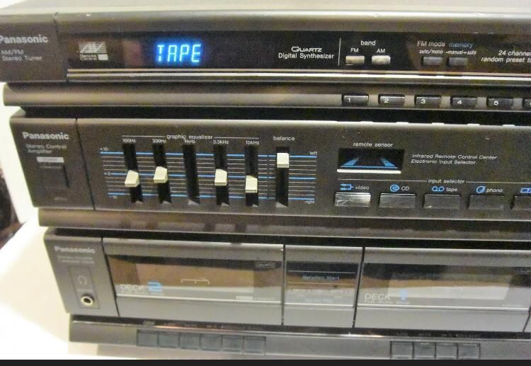 80s , 90s retro AM/FM Cassette Stereo Receiver System with 2 Speakers