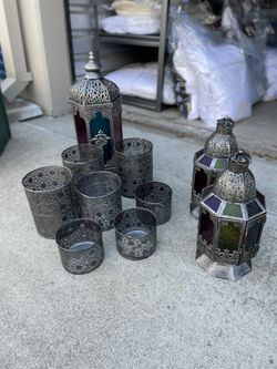 Gunmetal Lanterns & Candle Holders