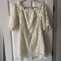 White Off Shoulder Lace Dress