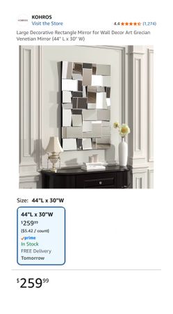 Large 44.3" x 29.5" Rectangle Wall Decor Art Grecian Venetian Mirror