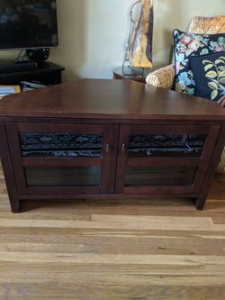 Corner TV center heavy wood