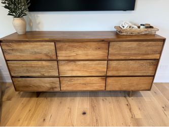 West Elm Anton Solid Wood Bedroom Set – Like New | 9-Drawer Dresser, 5-Drawer Dresser & 2 Nightstands