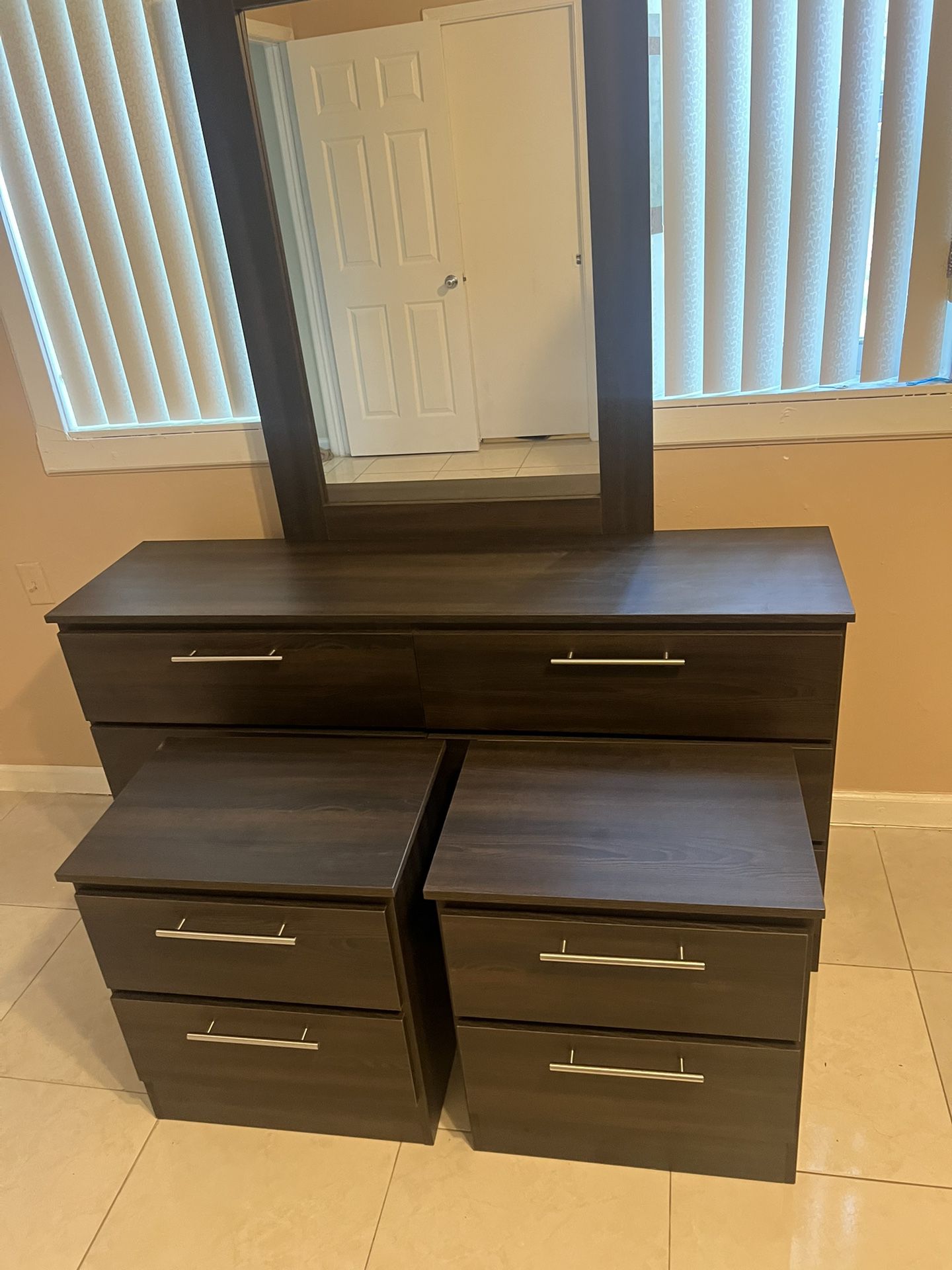 Dresser  And Mirror .  All New Furniture And Free Delivery  2 Nightstand 