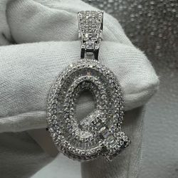 A Moissanite Initial in Sterling Silver with a CTW of 2.73 in Bugget Style