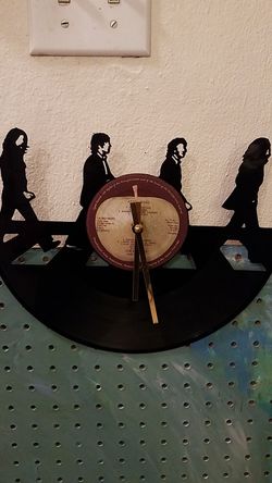 Laser cut Beatles Abbey Road record clock