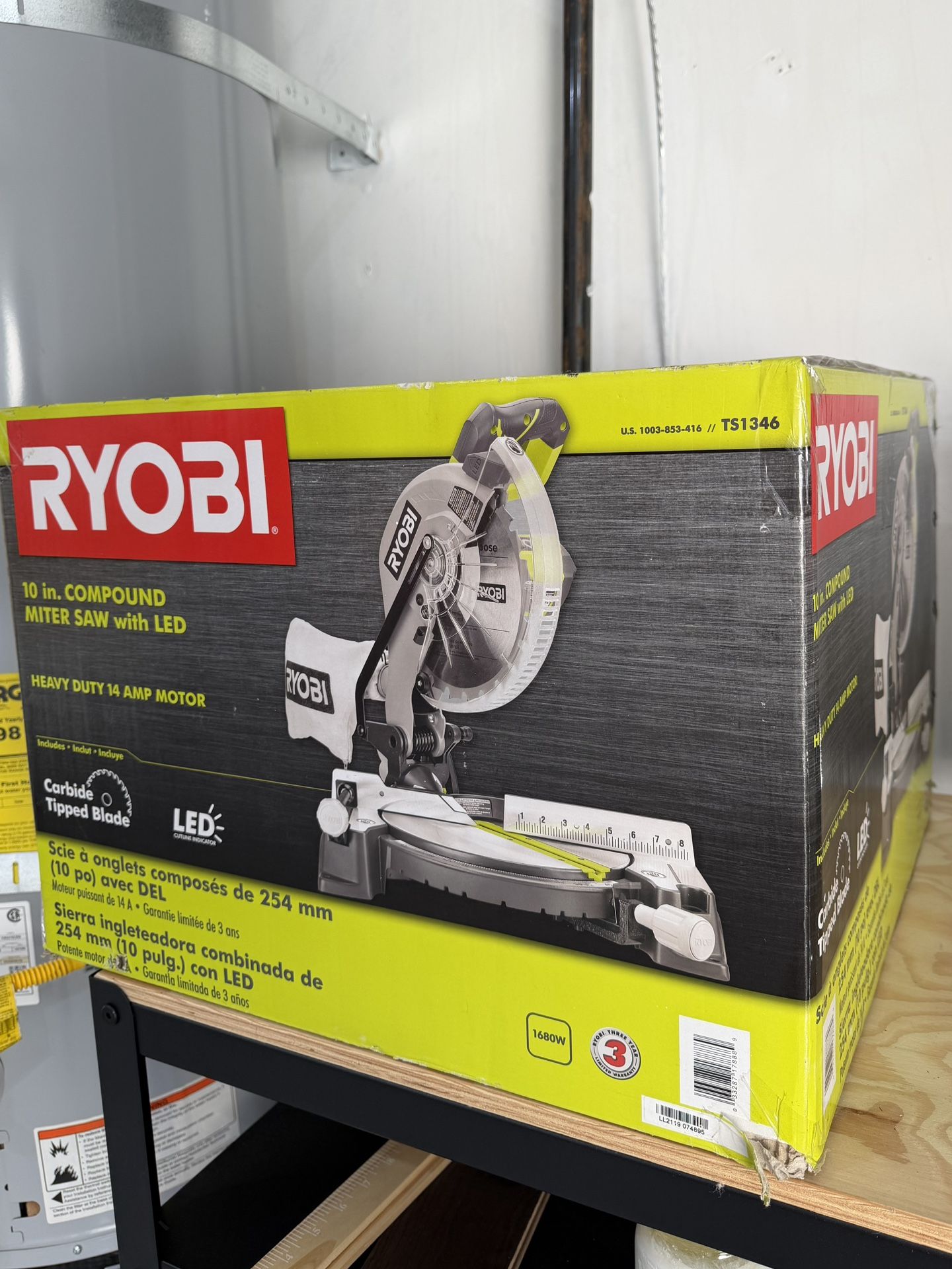 Ryobi 10in. Compound Miter Saw With lED NWT