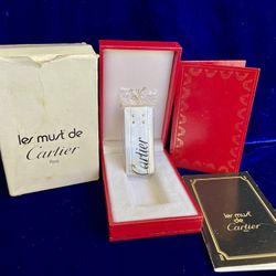 Rare Vintage Pentagon Mini Santos Cartier Lighter Palladium 18K Gold Screw New Sealed Old Stock 