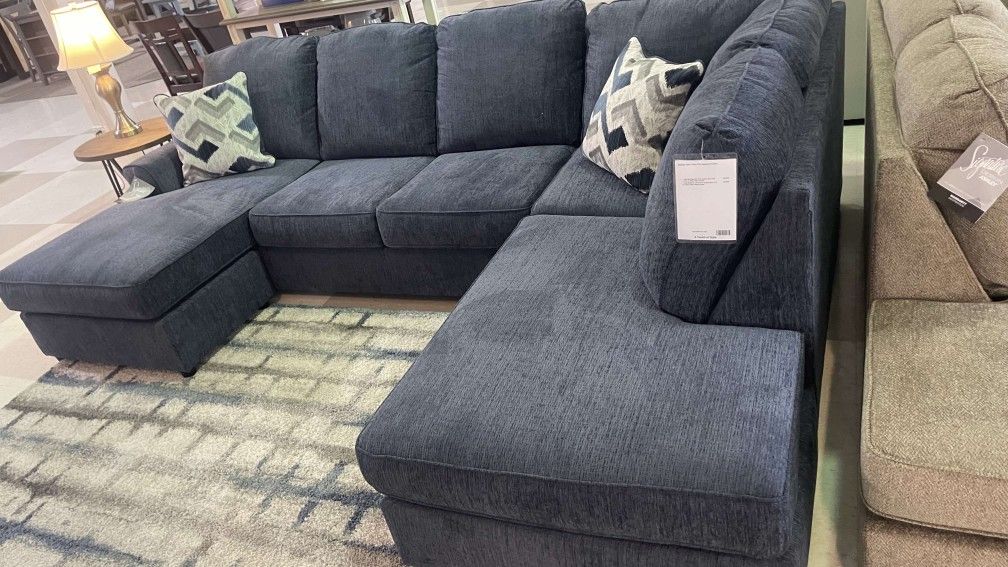 AP🎉2 Piece Double Chaise Sectional,Cobalt// Financing & Delivery