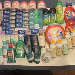 HUGE LOT of Brand Name Personal Care & Laundry Items ( Dove, Crest, Downy, Tide)