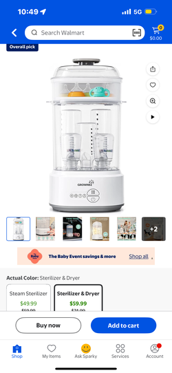 Grownsy bottle sterilizer and dryer
