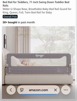 New In box Bed Rail for Toddlers, 71 Inch Swing Down Toddler Bed Rails with Wider U-Shape Base