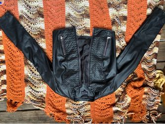 Faux leather crop jacket