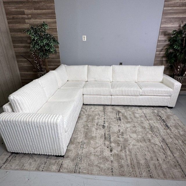 cream color corduroy 4-Piece Sectional Set
(One-Arm Loveseat x 2 + Corner Wedge + Armless Chair)