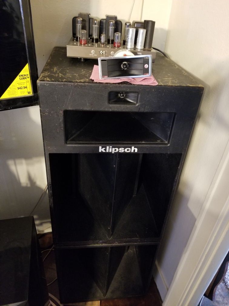 Klipsch La Scala Industrial speakers with extra bass bins